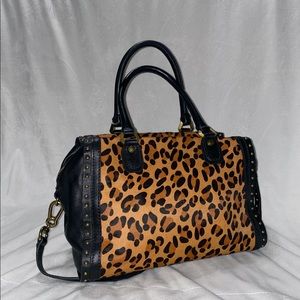 OrYANY Cheetah Print Leather Satchel